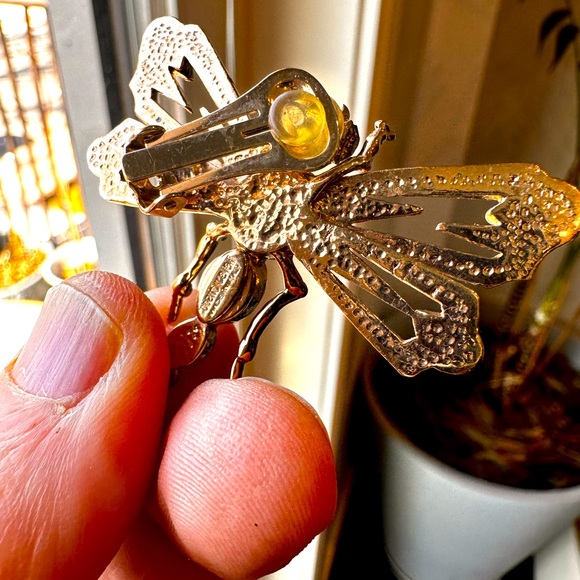 NEW Authentic Roberto Cavalli Clip On Dragonfly Earrings - Picture 3 of 5